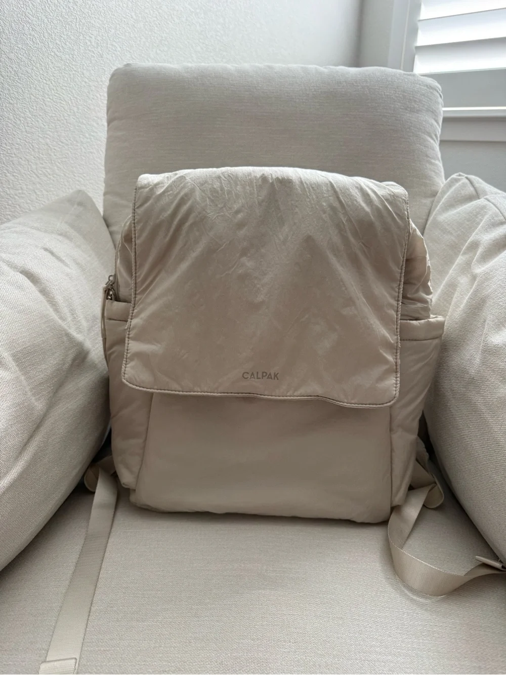 Calpak Diaper Backpack with Laptop Sleeve in Oatmeal